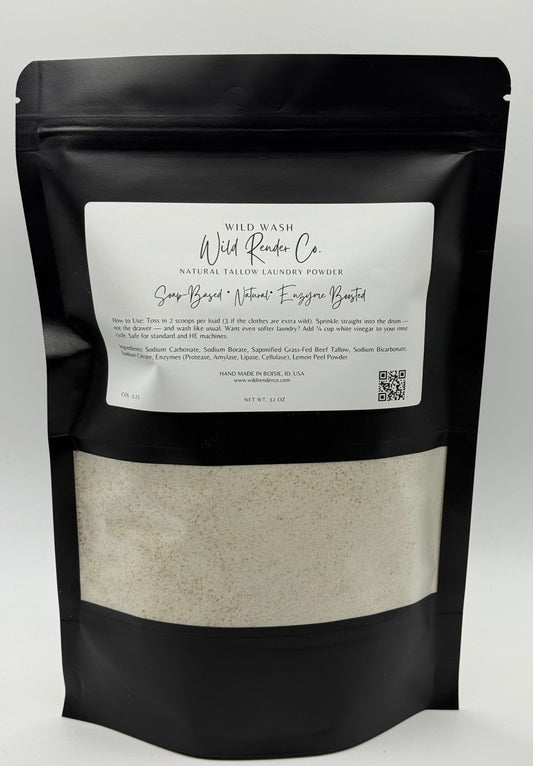 Wild Wash Laundry Powder – Natural Tallow + Enzyme Formula (32 oz)